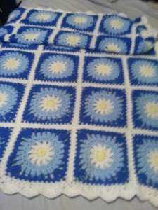 Blue Daisy Square Crochet Blanket Project 2