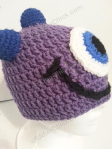 Parker's One Eyed Purple Monster Beanie Hat Crochet Pattern Right Profile