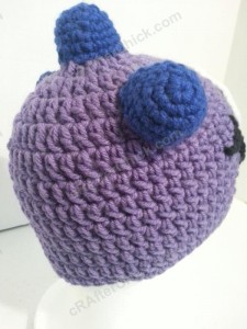 Parker’s One Eyed Purple Monster Beanie Hat Crochet Pattern Right Back View