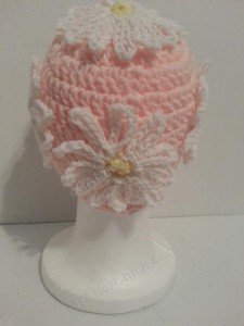 Head Full of Daisies Beanie Hat Crochet Pattern From Behind View