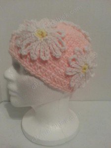 Head Full of Daisies Beanie Hat Crochet Pattern Left Side Profile