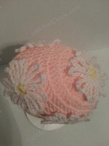 Head Full of Daisies Beanie Hat Crochet Pattern Pattern Side Down View