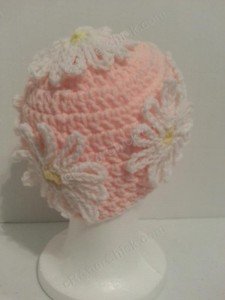 Head Full of Daisies Beanie Hat Crochet Pattern Right Back View