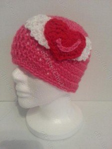 Jordan's Pink Angels Beanie Hat Crochet Pattern Front Left View