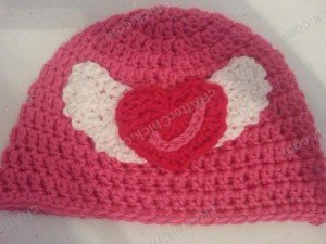 Jordan's Pink Angels Beanie Hat Crochet Pattern Laying Flat View