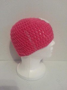 Jordan's Pink Angels Beanie Hat Crochet Pattern Right Profile View