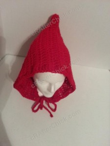 Little Red Riding Hood's Crocheted Hood Crochet Pattern looking down at top
