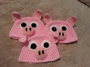 Three Little Pigs Beanie Hat Crochet Pattern