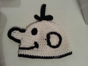 Diary of a Wimpy Kid Greg Beanie Hat Crochet Pattern Side View laying flat
