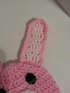 Easy Anime Inspired Bunny Beanie Hat Crochet Pattern Closeup of Ear details