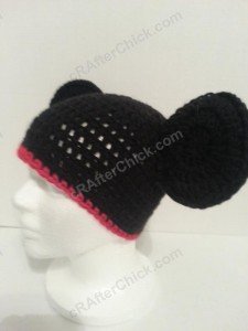 Mickey Mouse Oversized Ears Beanie Hat Crochet Pattern Front Left View