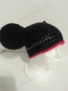 Mickey Mouse Oversized Ears Beanie Hat Crochet Pattern Front Right View