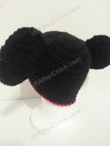 Mickey Mouse Oversized Ears Beanie Hat Crochet Pattern Left Back View