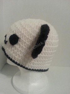 Pankun the Panda Character Beanie Hat Crochet Pattern Left Profile Viw