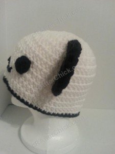 Pankun the Panda Character Beanie Hat Crochet Pattern Left Profile Viw