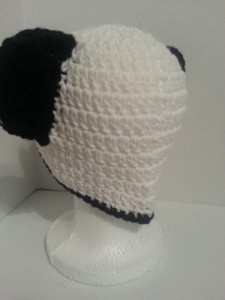 Pankun the Panda Character Beanie Hat Crochet Pattern back left view