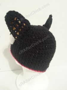 Chococat the Black Cat Character Hat Crochet Pattern Back left view