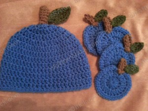 Jenna's Easy Blue Apple Beanie Hat and Coasters Set Crochet Pattern