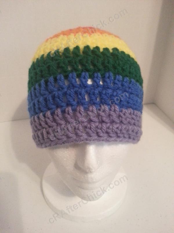 Gay Pride Rainbow Crocheted Beanie Hat for Adults