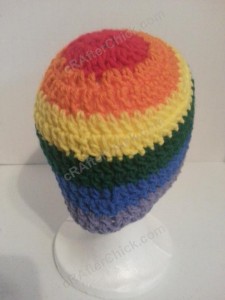 Rainbow Gay Pride Striped Beanie Hat Crochet Pattern for Teen Womens Men sizes (7)