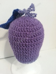 Rochelle's Pretty Purple Chick Beanie Hat Crochet Pattern Rear View