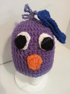 Rochelle's Pretty Purple Chick Beanie Hat Crochet Pattern Front View
