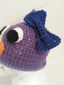 Rochelle's Pretty Purple Chick Beanie Hat Crochet Pattern Left Profile