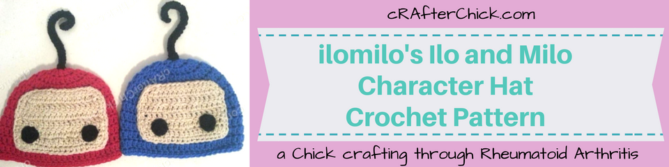 ilomilo's Ilo and Milo Character Hat Crochet Pattern_ a chick crafting through Rheumatoid Arthritis cRAfterChick.com
