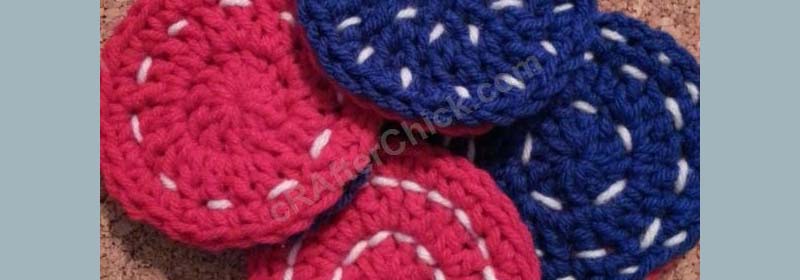 Reversible Coasters with Contrast Stitching Crochet Pattern