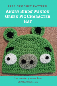 Angry Birds’ Minion Green Pig Character Hat Free Crochet Pattern long image