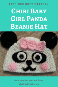 Chibi Baby Girl Panda Beanie Hat Free Crochet Pattern
