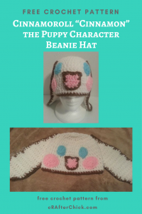 Cinnamoroll “Cinnamon” the Puppy Character Beanie Hat Free Crochet Pattern