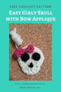 Easy Girly Skull with Bow Applique Free Crochet Pattern long image