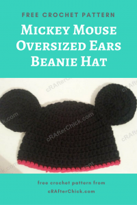 Mickey Mouse Oversized Ears Beanie Hat Free Crochet Pattern