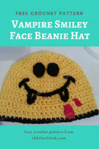 Vampire Smiley Face Beanie Hat Free Crochet Pattern