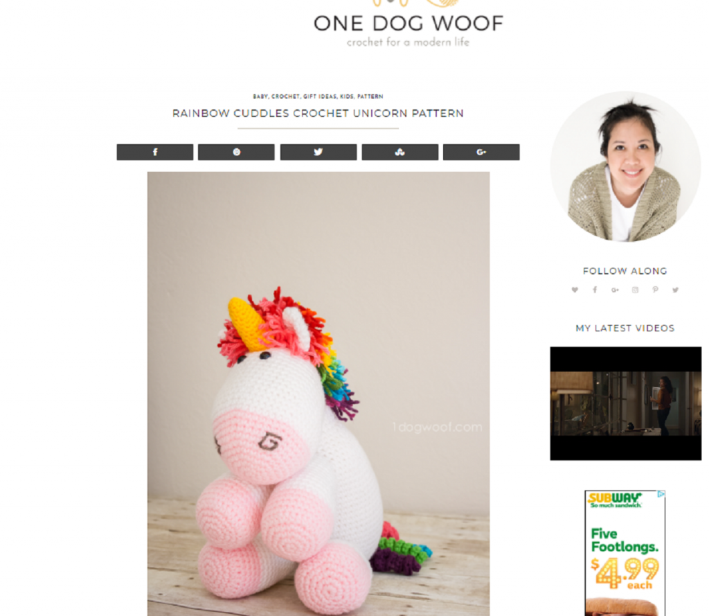 Rainbow Cuddles Crochet Unicorn Pattern One Dog Woof